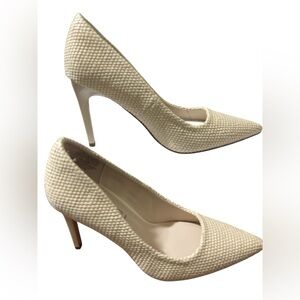 Chic Cream Textured Women's Heels